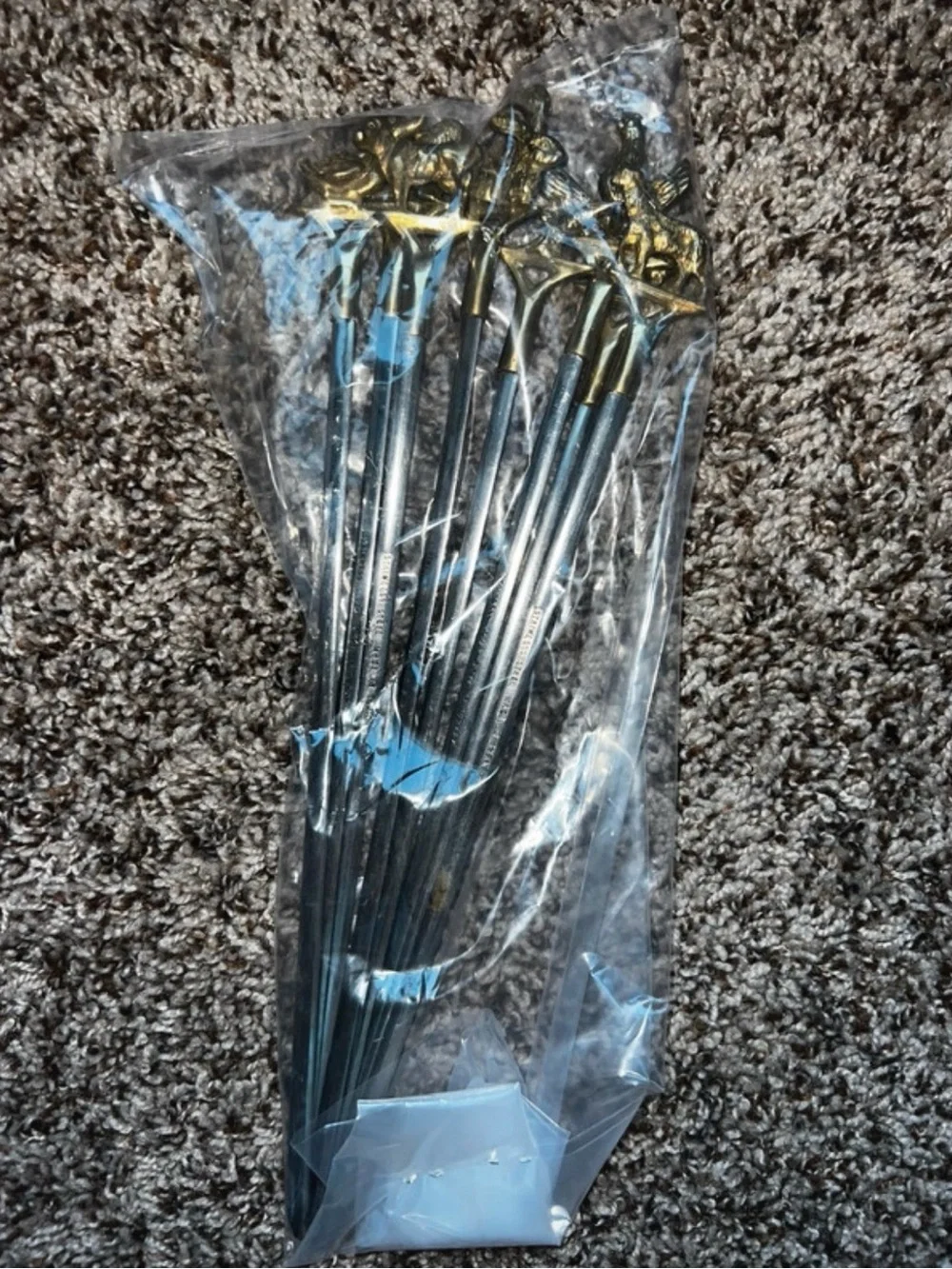 Vintage Turkish Brass and Stainless Steel Skewers 8 piece